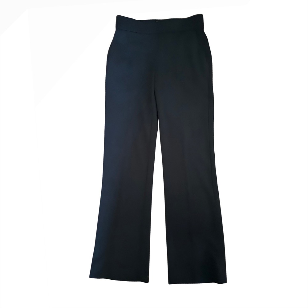Anne Klein Pull On Front Pleated Trousers Elastic Waist Black Petite XXS